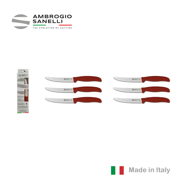Ambrogio Sanelli BBQ Steak Knives Half Serrated 12cm (Pack of 6 )